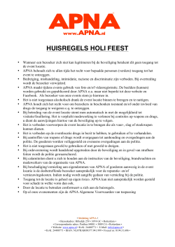 HUISREGELS HOLI FEEST