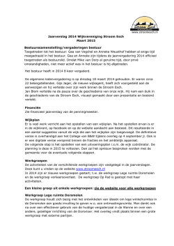 Jaarverslag 2014 - wijkvereniging Stroom Esch
