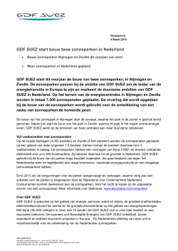 GDF SUEZ start bouw twee zonneparken in Nederland