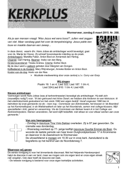 weekbrief  - Protestantse Gemeente te Wormerveer