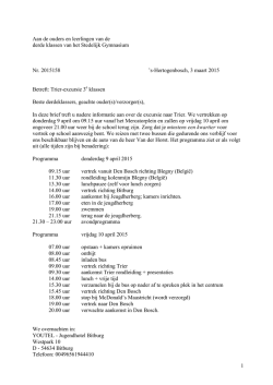 informatiebrief over de Trierreis van klas 3