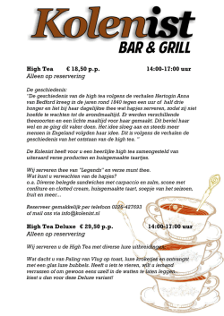 High Tea & Deluxe Kolenist