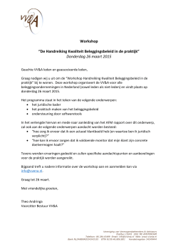 Workshop - De Vereniging van Vermogensbeheerders & Adviseurs