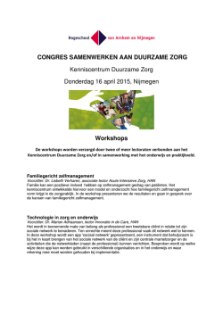 CONGRES SAMENWERKEN AAN DUURZAME ZORG