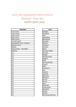 HAPPY DAYS 2015 LISTE DES MAGASINS
