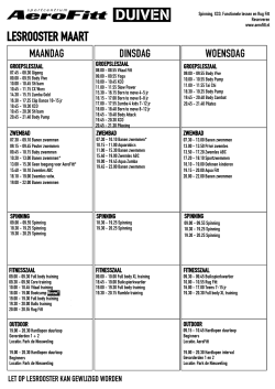 Lesrooster maart AeroFitt Duiven