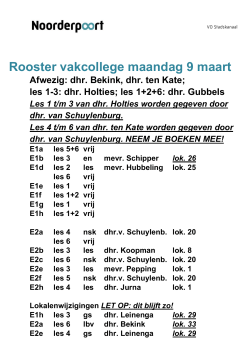 Roosterwijziging vakcollege