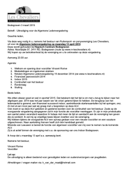 Uitnodiging ALV 13 april 2015