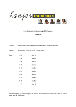 Overzicht data Kanjertraining groep 44 Haarlem