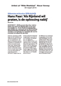 Hans Paar Als Rijnland wil praten, is de oplossing