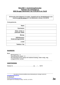 BIJLAGE 1: Inschrijvingsformulier Verkoop van