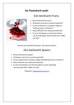 Docent(e) Frans / Spaans gezocht
