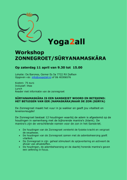 Zaterdag 11 april: Workshop "Zonnegroet"