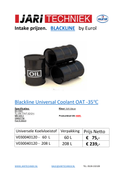 Intake prijzen. BLACKLINE by Eurol Blackline