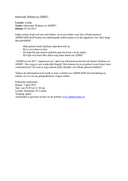 Infoavond `Relaties en ADHD?` Locatie: Leiden Naam