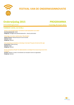FESTIVAL VAN DE ONDERWIJSINNOVATIE Onderwijsdag 2015