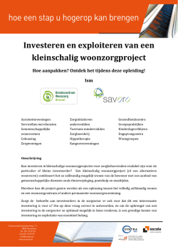 Investeren en exploiteren van een kleinschalig woonzorgproject