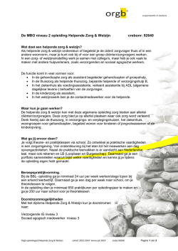 Helpende Zorg & Welzijn (Crebo 92640)