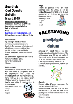 Buurthuis Oud Overdie Bulletin Maart 2015