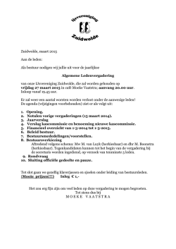 Jaarvergadering vrijdag 27 maart