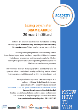 20 maart: lezing van psychiater dr. Bram Bakker