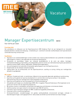 Manager Expertisecentrum (M/V) Vacature