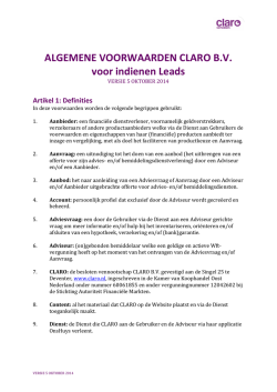 20141005 Voorwaarden Adviseurs CLARO (definitief)