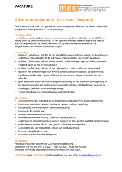 VACATURE Cliëntondersteuners (oa voor flexpool)