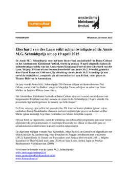 Eberhard van der Laan reikt achtentwintigste editie