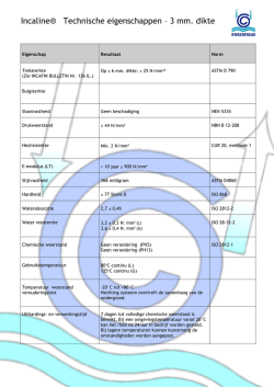 Incaline&reg; Technische eigenschappen &ndash; 3 mm. dikte