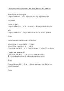 Liturgie 15 maart - Hervormde gemeente te Den Ham