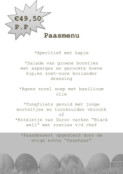 €49,50 P.P. Paasmenu
