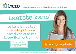 Je kunt je nog tot woensdag 25 maart inschrijven voor een Lyceo