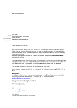 Aan: geadresseerde april 2015 districtscommissie Groningen (0592