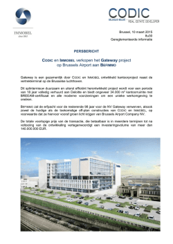 IMMOBEL en CODIC verkopen het Gateway project op
