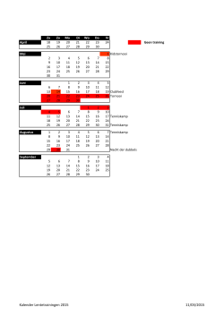Kalender Lentetrainingen 2015 11/03/2015