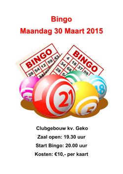 Bingo Maandag 30 Maart 2015