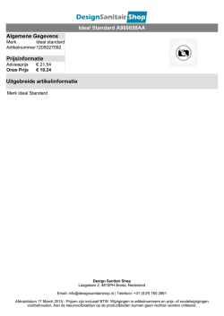 Ideal Standard A960858AA Algemene Gegevens Prijsinformatie