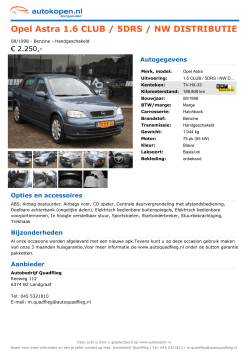 Opel Astra 1.6 CLUB / 5DRS / NW DISTRIBUTIE