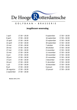 Planning Jeugdlessen - Golfbaan De Hooge Rotterdamsche