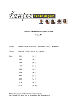 Overzicht data Kanjertraining 2015 Haarlem Groep 49 Locatie