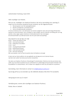 Leidschendam-Voorburg, maart 2015 Hallo vrijwilliger voor NLdoet