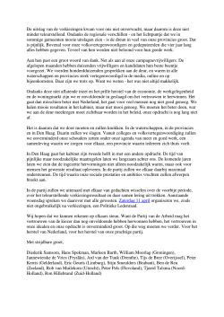 Lees de volledige brief aan de PvdA-leden