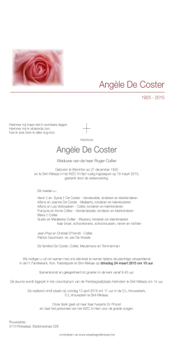 Angèle De Coster - Wase Begrafenissen