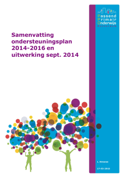 Samenvatting ondersteuningsplan 2014-2016 en
