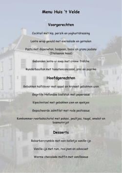 Menu Huis `t Velde