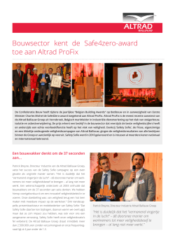 Bouwsector kent de Safe4zero-award toe aan