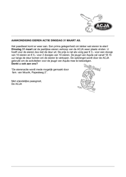 Dinsdag 31 maart eieractie