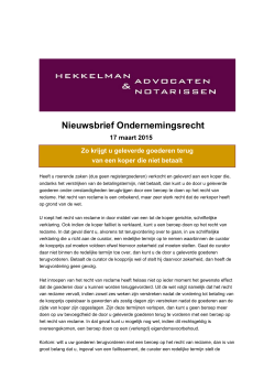Nieuwsbrief Ondernemingsrecht - Hekkelman Advocaten & Notarissen