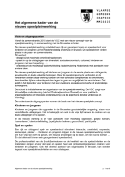 Het algemene kader van de nieuwe speelpleinwerking